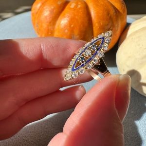 Navette with Enamel and Diamonds